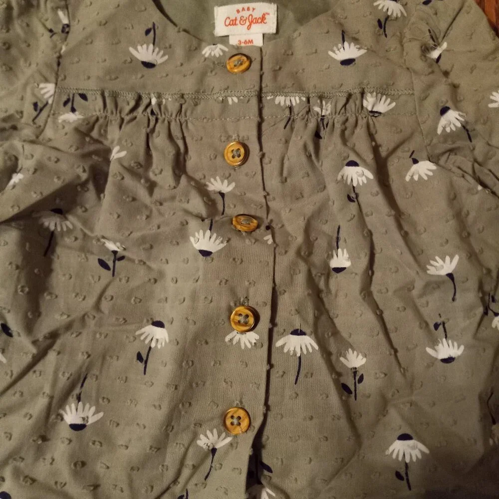NWT 100% Cotton Sage Green Floral Baby Set Cottagecore Prairiecore Retro Photos